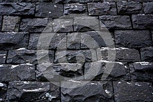 Black stone wall background texture