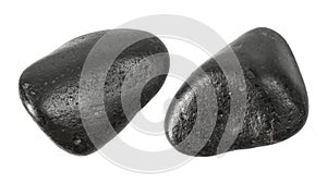 Black stones isolated on white background. Massage stone for use in spa.  Clipping path