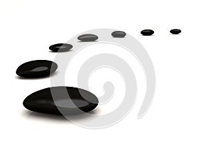 Black stones path white background