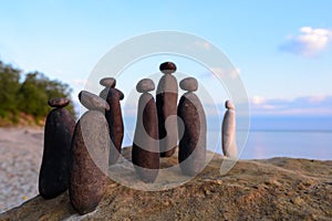 Black stones and white