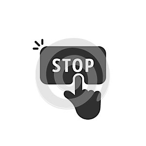 Black stop button like finger pushing