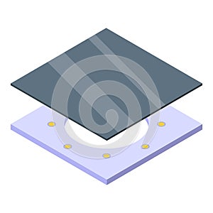 Black stretch ceiling icon isometric vector. Apartment interior