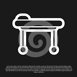 Black Stretcher icon isolated on black background. Patient hospital medical stretcher. Vector Illustration
