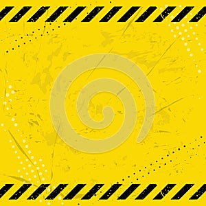 Black Stripped Rectangle on yellow background. Blank Warning Sign and text space. Warning Background