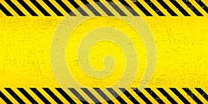 Black Stripped Rectangle on yellow background. Blank Warning Sign. Warning Background. Template.