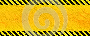 Black Stripped Rectangle on yellow background. Blank Warning Sign. Warning Background. Template. Vector