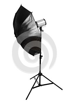 Black studio umbrella isolated