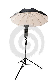 Black studio umbrella isolated