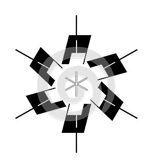 Black Stylish Flower Logo For Your Company Tag Design Clothing Pattern Idea On White Background