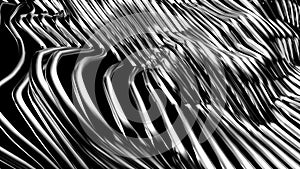 Black stylish metallic black background with lines and waves. 3d illustration, 3d rendering