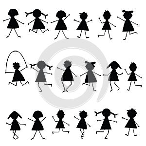 Black stylized children silhouettes