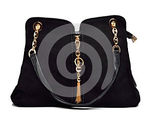 Black suede women bag