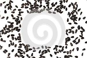 Black sunflower seeds isolated on white background