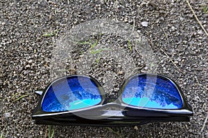 Black sunglasses with blue crystal