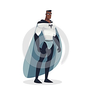 Black Superhero isolated on white background.