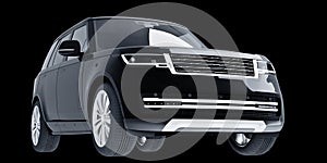 Black SUV isolated on back background 3d model