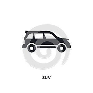 black suv isolated vector icon. simple element illustration from transport-aytan concept vector icons. suv editable logo symbol photo