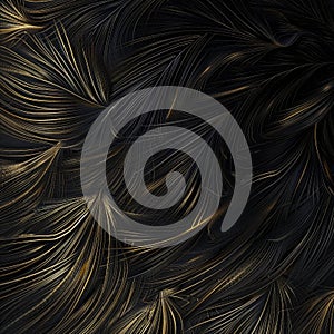 Black Swan Feathers Background, Black Plume Pattern, Wings Feather Texture with Copy Space