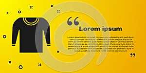 Black Sweater icon isolated on yellow background. Pullover icon. Vector