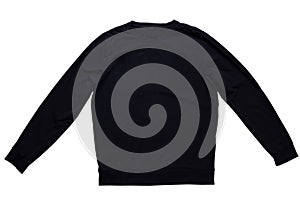 Black sweatshirt mock up isolated on white background. Black sweatshirt design template over white