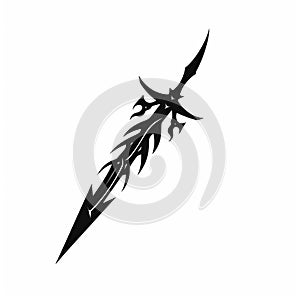 Black Sword Design On White Background - Tattoo Style 2d Game Art