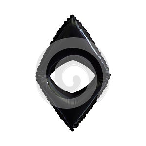 Black symbol Ethereum made of inflatable balloon isolated on white background.