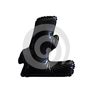 Black symbol LiteCoin made of inflatable balloon isolated on white background