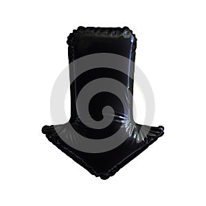 Black symbol made of inflatable balloon isolated on white background.
