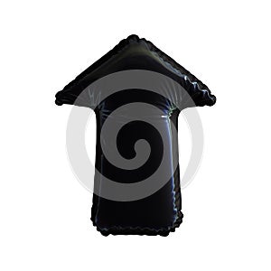 Black symbol made of inflatable balloon isolated on white background.