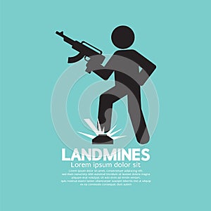 Black Symbol Of A Soldier Step On Landmines