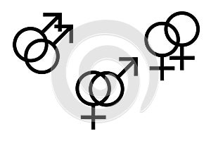 Black symbols for homosexual and heterosexual couples