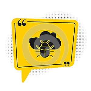 Black System bug on a cloud icon isolated on white background. Cloud computing design concept. Digital network
