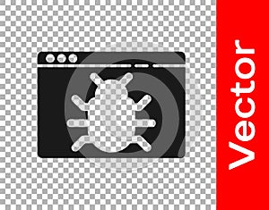 Black System bug concept icon isolated on transparent background. Code bug concept. Bug in the system. Bug searching