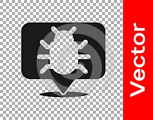 Black System bug concept icon isolated on transparent background. Code bug concept. Bug in the system. Bug searching