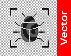 Black System bug concept icon isolated on transparent background. Code bug concept. Bug in the system. Bug searching