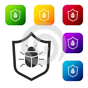 Black System bug concept icon isolated on white background. Code bug concept. Bug in the system. Bug searching. Set