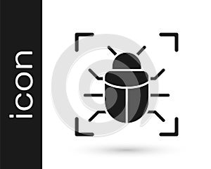 Black System bug concept icon isolated on white background. Code bug concept. Bug in the system. Bug searching. Vector