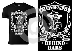 Black T-shirt Design with Motorcyclist