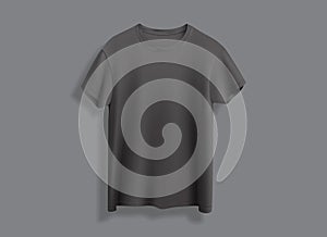 Black t-shirt isolated on gray background front view vector
