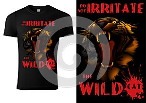 Black T-shirt with Roaring Tiger Head