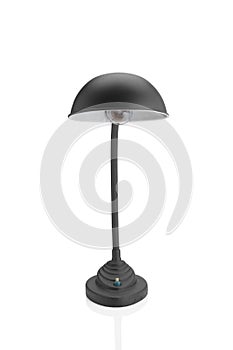 Black table lamp isolated on white background.