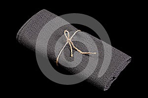 Black tablecloth closeup