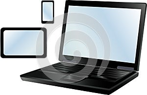 Black tablet,computer, notebook and mobil phone vector design