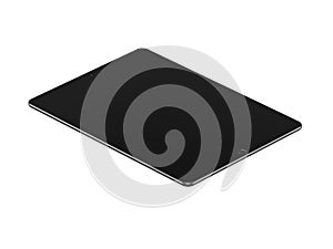 Black tablet computer on a white background