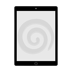 Black tablet with grey screen vector eps10. Dark Tablet ipad computer on white background.