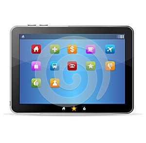 Black tablet like Ipade and icons