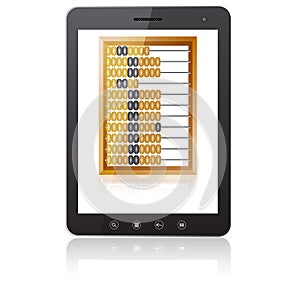 Black tablet PC computer with abacus