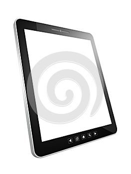 Black tablet pc computer on white background