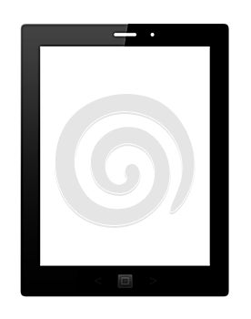 Black tablet pc on white background