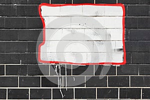 Black Tailed Wall With White Painted Banner Background